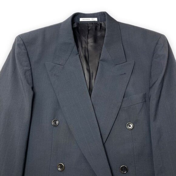 BOSS Hugo Boss Blazer Mens 40L Navy Pinstripe Double Breasted Al Capone Catania - Picture 3 of 12